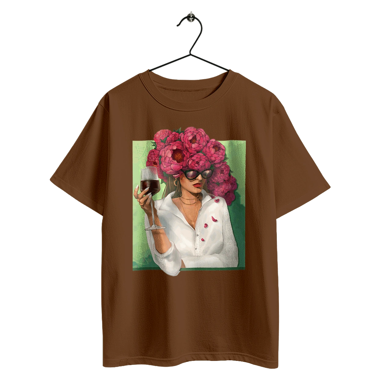 Girl with peonies and a glass