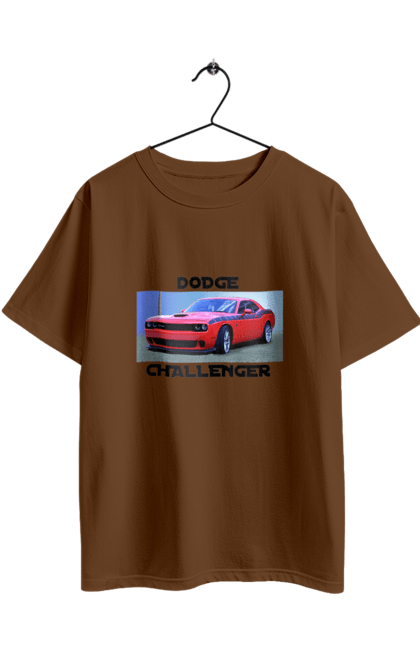 Футболка оверсайз з принтом "Додж челенджер". Авто, автомобіль, американська легенда, додж челенджер, класичний автомобіль, культовий автомобіль, масл кар, потужне авто. 2070702