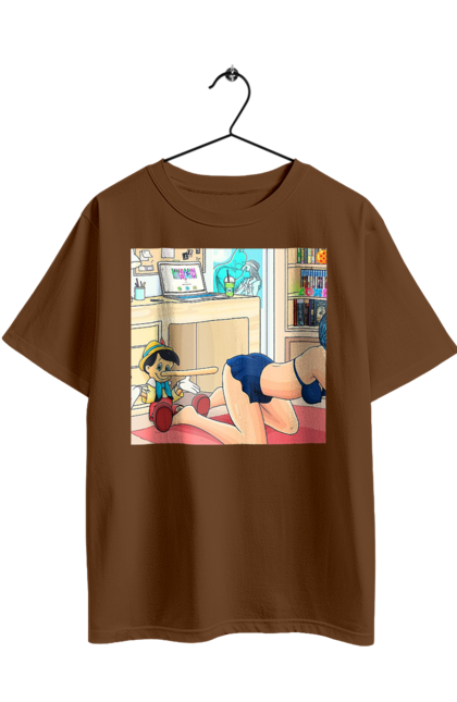 Футболка оверсайз з принтом "Буратіно У Дорослій Казці". Бетмен, буратіно, гола, поцілунок, прикол. 2070702