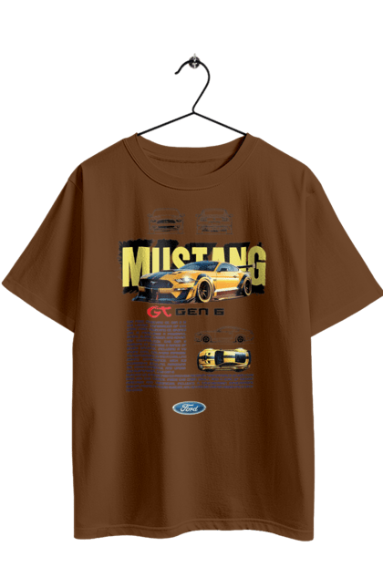 Oversized t-shirt with prints Ford Mustang Gen 6. Automobile, car, ford, gen 6, mustang, pony car. 2070702