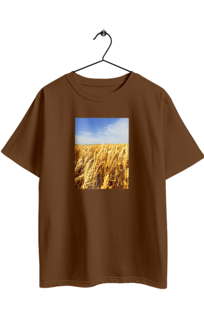 Футболка оверсайз з принтом "Україна". Голубизна, красота, небо, поле, природа, пшеница. 2070702