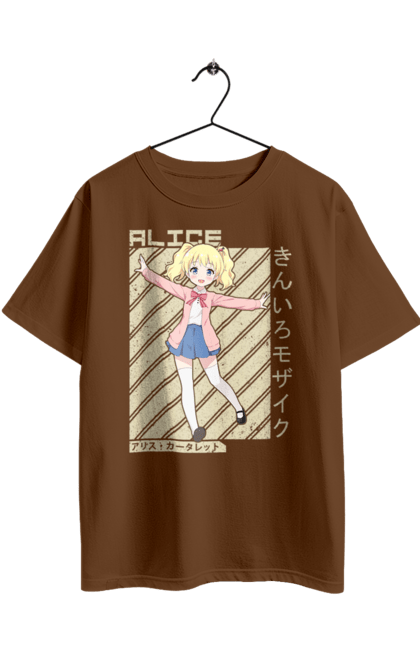 Футболка оверсайз з принтом "Золота мозаїка Аліса Картелет". Alice cartelet, anime, kiniro mosaic, kinmoza, manga, аліса, аліса картелет, аніме, золота мозаїка, манга. 2070702