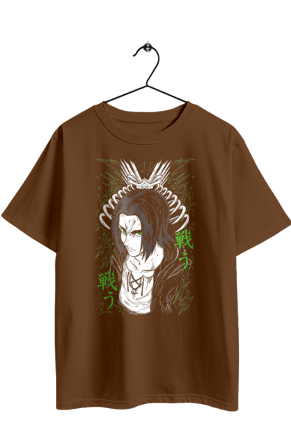 Oversized t-shirt with prints Attack on Titan Eren. Action film, anime, attack on titan, dark fantasy, drama, eren, eren jaeger, manga, post-apocalyptic. 2070702