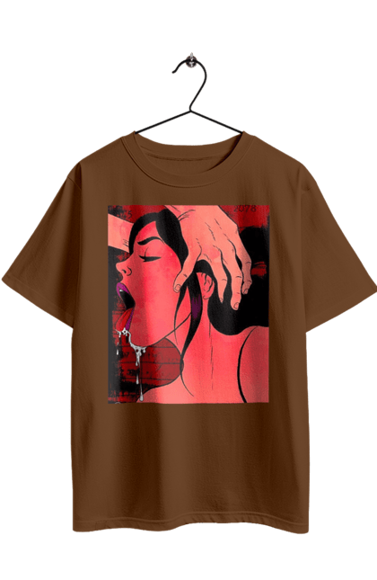 Футболка оверсайз з принтом "Дівчина Смокче Зі Слиною". Секс, смоктати. 2070702