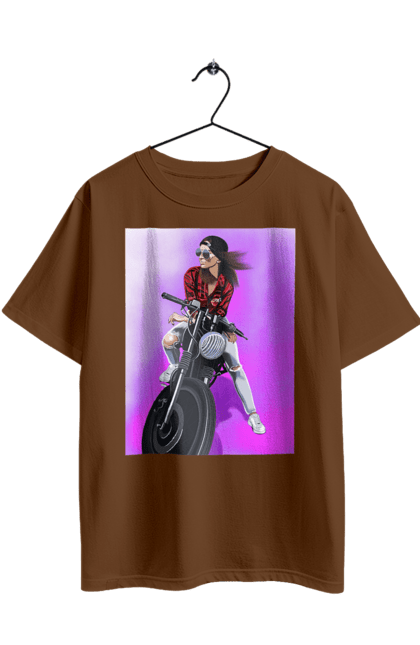 Футболка оверсайз з принтом "Дівчина Байкер". Байк, байкер, гонка, дівчина, мото, мотор, мотоцикл, поїздка, стиль, стиль життя. 2070702