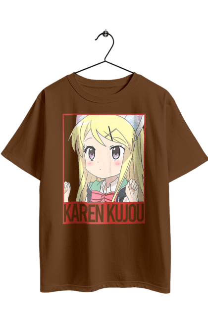 Oversized t-shirt with prints Kiniro Mosaic Karen Kujo. Anime, gold mosaic, karen, karen kujo, kiniro mosaic, kinmoza, manga. 2070702