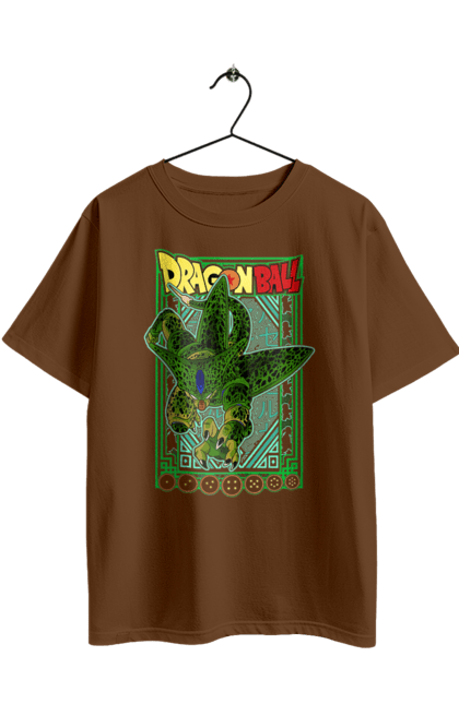 Oversized t-shirt with prints Dragon Ball Cell. Anime, cell, dragon ball, goku, manga, tv series, vegeta. 2070702