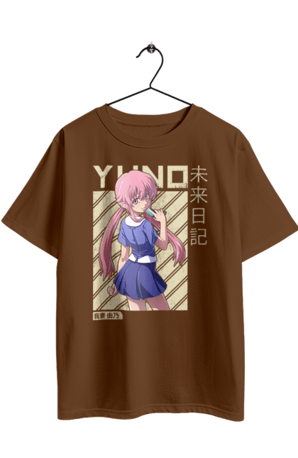 Футболка оверсайз з принтом "Щоденник майбутнього Юно Гасай". Anime, future diary, manga, survival game, yuno gasai, аніме, манга, щоденник майбутнього, юно гасай. 2070702