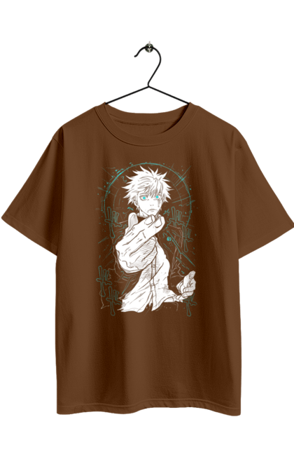 Футболка оверсайз з принтом "Магічна битва Годжо". Anime, gojo, jujutsu kaisen, manga, аніме, годжо, магічна битва, манга, містика, темне фентезі. 2070702