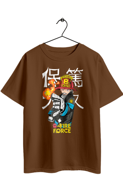 Футболка оверсайз з принтом "Палаюча пожежна бригада Шинра Кусакабе". Fire force, shinra, shinra kusakabe, палаюча пожежна бригада, шинра, шинра кусакабе. 2070702