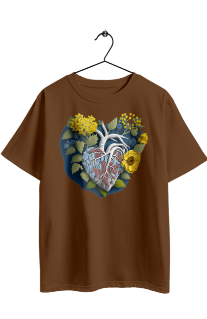Футболка оверсайз з принтом "Серце квіти". Люблю україну, перемога україни, серце, символи україни, соняшник, традиції україни, україна. 2070702