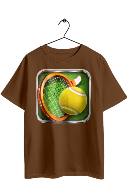 Футболка оверсайз з принтом "Теніс". Великий теніс, гравці, лондон, м`яч, призовий фонд, ракетка, спонсор, турнір на ґрунті, турнір на траві, турнірна сітка. 2070702