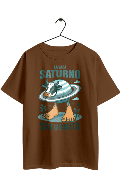 Футболка оверсайз з принтом "Lavaca Saturno Saturnita". Брейнрот, італійська гнилизна мозку, італійський брейнрот, італійський мем, італійські меми, корова сатурн, ла вака, ла вака сатурно, лавака сатурно, сатурно сатурніто. 2070702