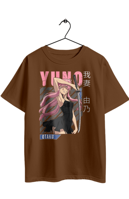 Футболка оверсайз з принтом "Щоденник майбутнього Юно Гасай". Anime, future diary, manga, survival game, yuno gasai, аніме, манга, щоденник майбутнього, юно гасай. 2070702