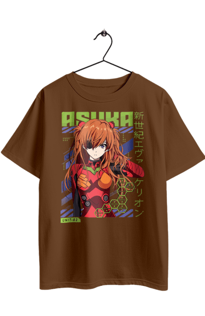 Футболка оверсайз з принтом "Євангеліон Аска". Asuka, аніме, аска, аска ленглі сорью, єва, єва 02, євангеліон, манга, меха, синдзі. 2070702