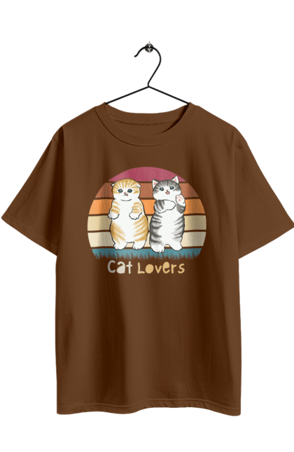 Oversized t-shirt with prints Cat Lovers. Animal, animal lover, cat, cat lover, cat lover gift, cat lovers, cats, cute, kitten. 2070702