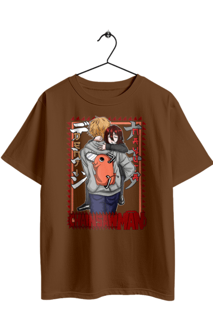 Футболка оверсайз з принтом "Людина Бензопила Денджі та Наюта". Anime, chainsaw man, denji, manga, nayuta, аніме, денджі, людина-бензопила, манга, наюта. 2070702