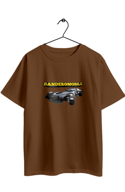 Футболка оверсайз з принтом "Бандеромобіль". Бандера, бандеромобіль, бетмобіль, військова техніка, зсу, супер автомобіль. 2070702