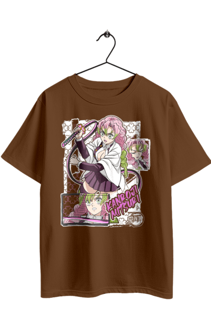 Футболка оверсайз з принтом "Винищувач Демонів Міцурі". Demon slayer, kimetsu no yaiba, mitsuri, mitsuri kanroji, аніме, винищувач демонів, манга, міцурі, міцурі канроджи, серіал. 2070702