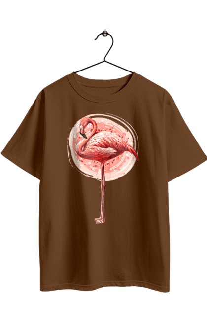 Oversized t-shirt with prints Flamingo Art. Animal, flamingo, pink flamingo. 2070702