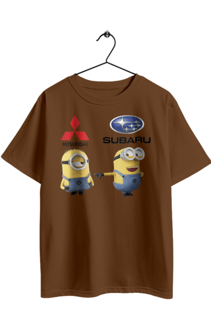 Oversized t-shirt with prints Minion. Auto, cars, minions, mitsubishi, subaru. 2070702