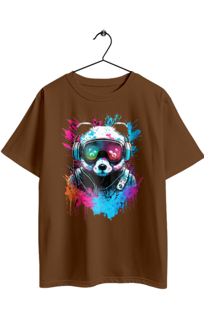 Футболка оверсайз з принтом "Панда в VR шолом". Віртуальна реальність, гік, панда, персонаж, шолом. 2070702