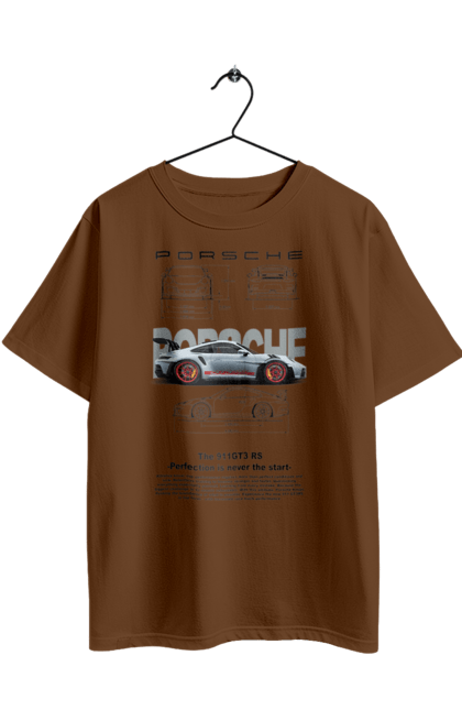 Футболка оверсайз з принтом "Porsche 911 GT3 RS". Porsche, porsche 911, авто, автомобіль, порше, спорт, спортивний автомобіль. 2070702