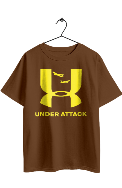 Футболка оверсайз з принтом "Under Attack yellow". Андер армор, бренди, гумор, приколи, прикольні, ундер армор. 2070702