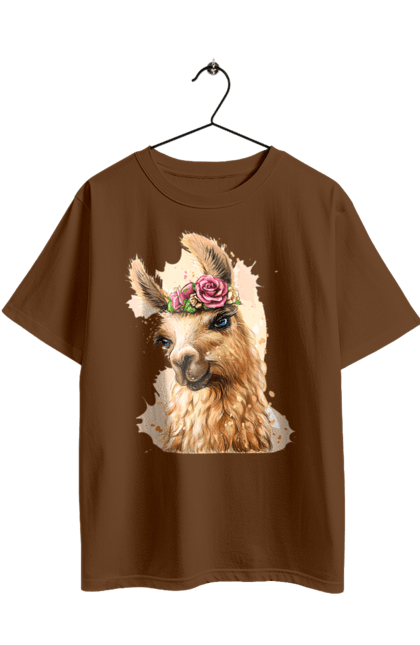 Футболка оверсайз з принтом "Лама Портрет". Лама, портрет, тварина. 2070702