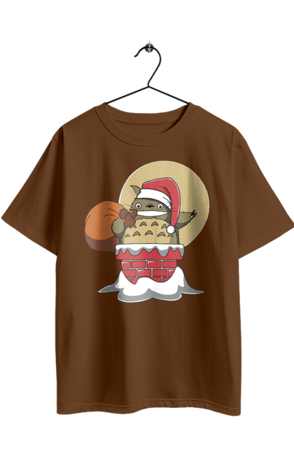 Oversized t-shirt with prints Totoro Santa Claus. Adventures, anime, comedy drama, fantasy, film, my neighbor totoro, santa claus, tv series. 2070702