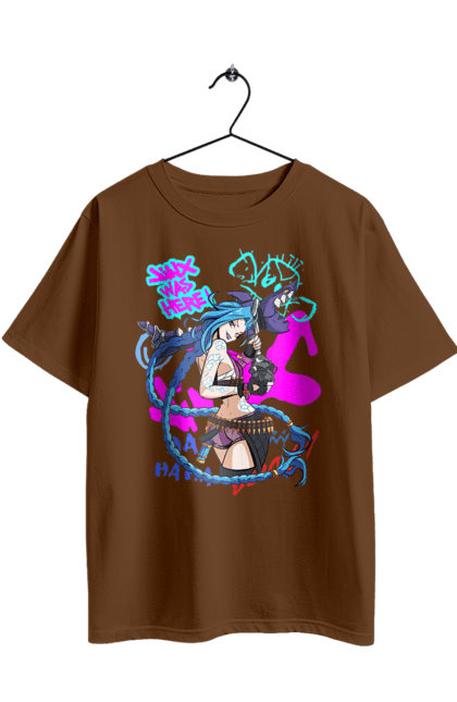 Oversized t-shirt with prints Arcane. Animated series, arcane, fantasy, fortiche, jinx, league of legends, riot games, violet. 2070702