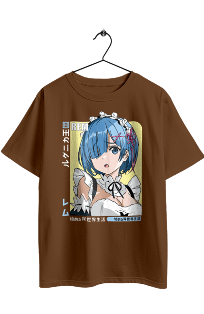 Oversized t-shirt with prints Re:Zero Rem. Anime, drama, fantasy, manga, re:zero, rem, thriller. 2070702
