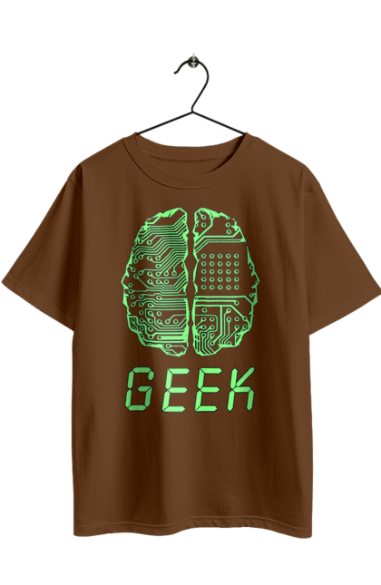 Футболка оверсайз з принтом "Гик Мозок Неоновий". Айті, айтішник, гик, друкована плата, зелений, знання, інженер, кібер, кібернетика, кіборг, код, комп, комп’ютерник, кристал, мікросхема, мозок, неон, неоновий, програміст, професіонал, професія, розробник, розум, світиться, світло, чіп. 2070702