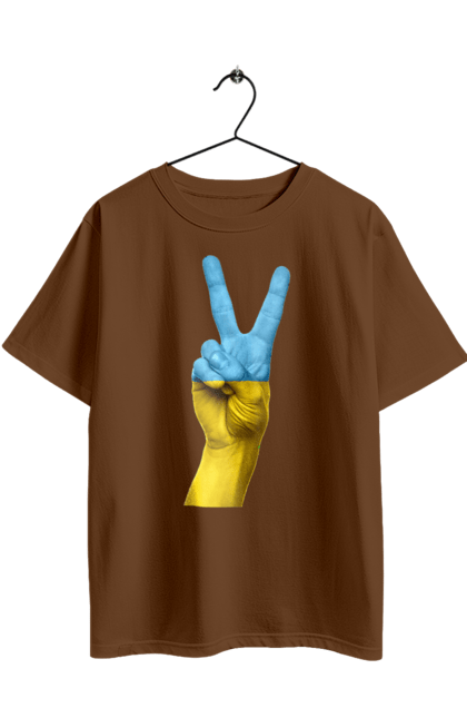 Футболка оверсайз з принтом "Два Пальця, Світ, Україна". Мир, рука, україна. 2070702