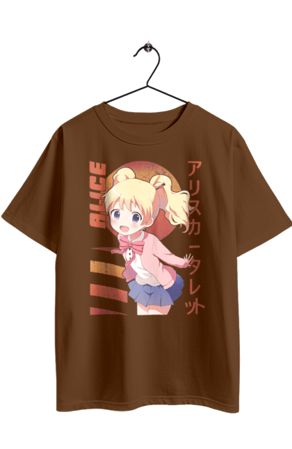 Футболка оверсайз з принтом "Золота мозаїка Аліса Картелет". Alice cartelet, anime, kiniro mosaic, kinmoza, manga, аліса, аліса картелет, аніме, золота мозаїка, манга. 2070702