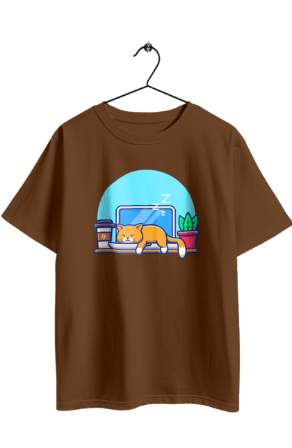 Футболка оверсайз з принтом "Кіт програміст". Angular, c, css, html, it, javascript, jquery, php, python, react, svelt, vue, айтишник, айті, гумор, код, кодувати, прогер, програміст, програмісти, ти ж, ти ж програміст, тиж програміст. 2070702