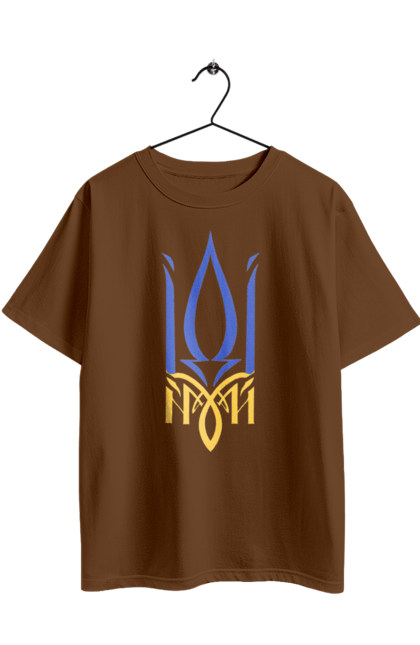 Футболка оверсайз з принтом "Герб України". Аграрії, арестович, буча, війна, герб україни, герої, зелений, зупиніть війну, иди нахуй, ірпінь, київ, кім, маріуполь, мир, мрія, ні війні, одеса, орда, орки, привид києва, птн пнх, путін хуйло, російський військовий корабель, слава україні, україна, харків, чорнобаївка. 2070702