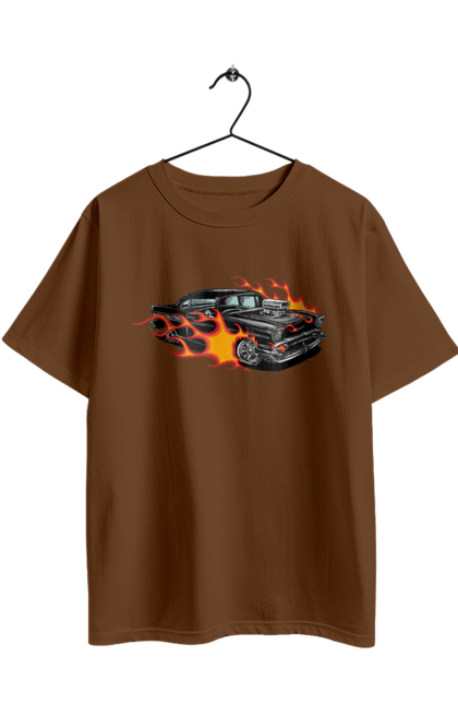 Футболка оверсайз з принтом "Машина Вогонь". Автомобіль, вогонь, машина. 2070702