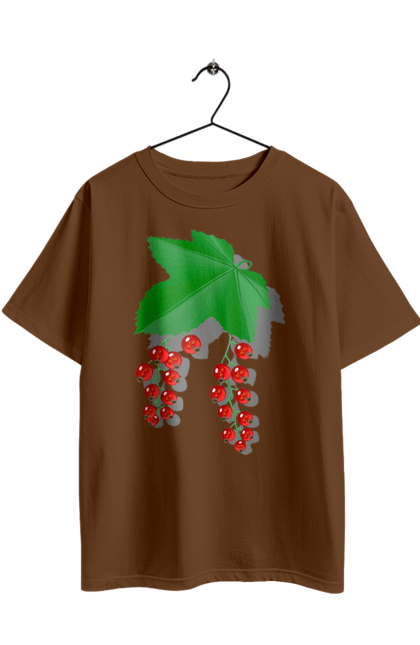 Футболка оверсайз з принтом "Порічки Червоні". Делікатес, зріла, їжа, листя, літо, порічки, порічки червоні, смачно, смородина, стигла, урожай, червона, червона смородина, ягідка, ягода, ягоди. 2070702