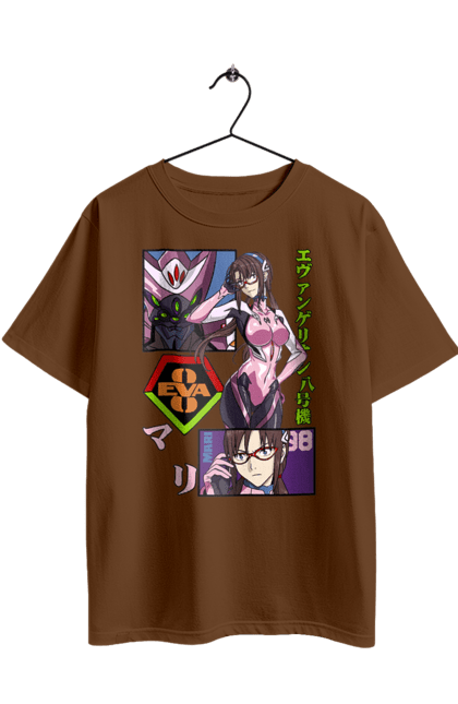 Футболка оверсайз з принтом "Євангеліон Марі". Evangelion, mari, mari makinami illustrious, neon genesis evangelion, аніме, єва-02, єва-05, євангеліон, марі, янгол. 2070702