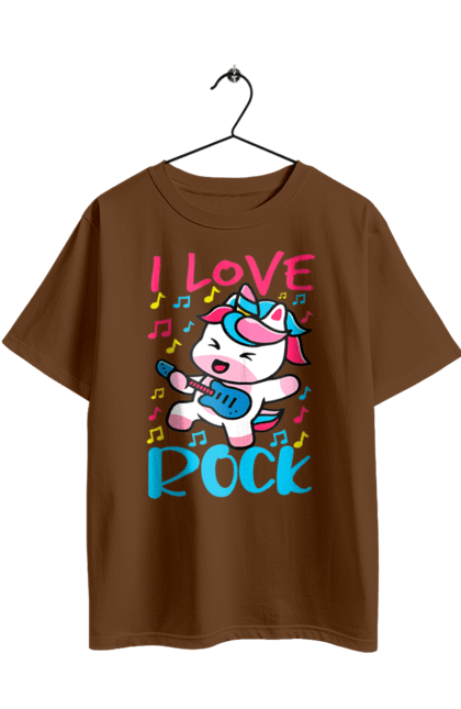 Футболка оверсайз з принтом "Єдиноріг". Гітара, грива, єдиноріг, казкові істоти, музика, ріг, рок, тварини, фіолетовий. 2070702