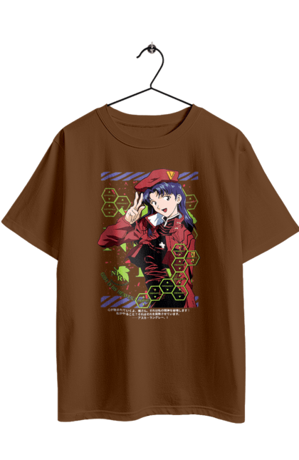 Футболка оверсайз з принтом "Євангеліон Місато". Misato, neon genesis evangelion, аніме, єва, євангеліон, манга, місато, місато кацурагі, синдзі, янгол. 2070702