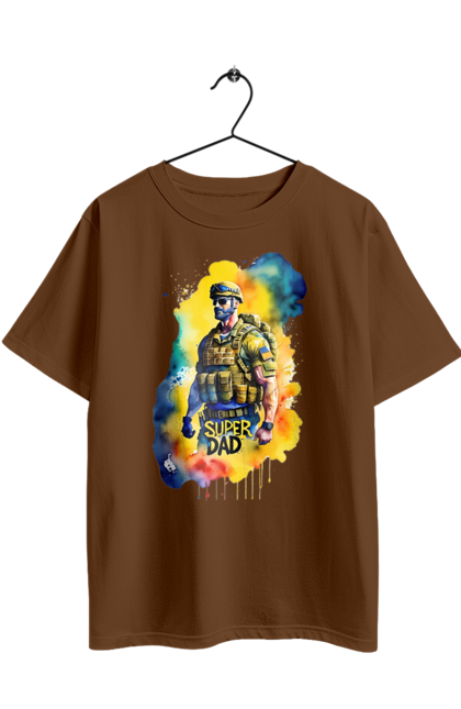 Футболка оверсайз з принтом "Супер тато ЗСУ". День батька, день тата, зсу, люблю тата, супер, супер тато, супер тато зсу, тато, тато зсу, україна. 2070702