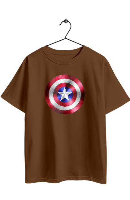 Футболка оверсайз з принтом "Щит". Капітан америка, комікси, марвел, месники, мультики, супергерої. 2070702