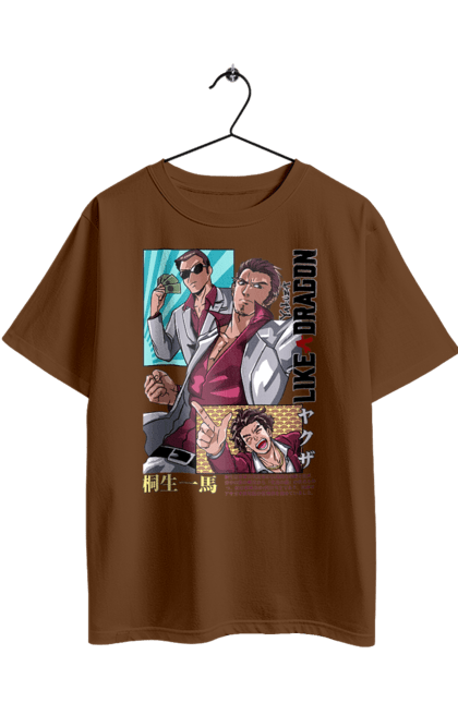 Oversized t-shirt with prints Yakuza Kazuma Kiryuu. Game, kazuma kiryuu, kiryuu, like a dragon, video game, yakuza. 2070702