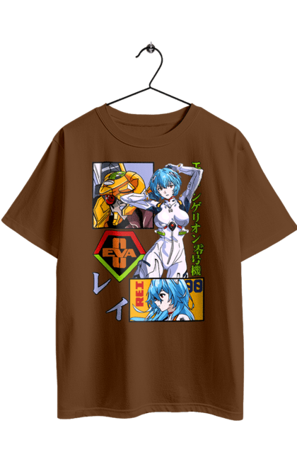 Футболка оверсайз з принтом "Євангеліон Рей". Аніме, аянамі, єва, єва 00, євангеліон, манга, меха, рей, синдзі. 2070702