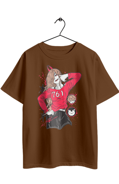 Футболка оверсайз з принтом "Людина Бензопила Пауер". Anime, chainsaw man, manga, power, аніме, демон, людина-бензопила, манга, пауер, шьонен. 2070702