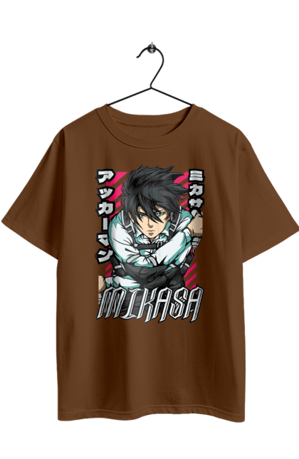 Oversized t-shirt with prints Attack on Titan Mikasa Ackerman. Action film, anime, attack on titan, manga, mikasa, mikasa ackerman, post-apocalyptic. 2070702