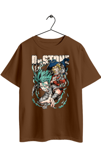 Футболка оверсайз з принтом "Dr. Stone Сенку та Рюсуй". Dr. stone, ryuusui, ryuusui nanami, senku, аніме, доктор стоун, ісіґамі, ісіґамі сенку, манга, рюсуй нанамі. 2070702
