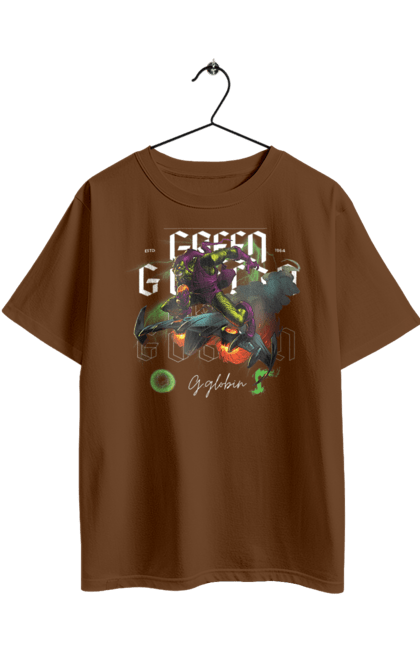 Футболка оверсайз с принтом Зелёный гоблин. Green goblin, marvel, spider-man, зеленый гоблин, злодей, комикс, марвел, суперзлодей, человек паук. 2070702